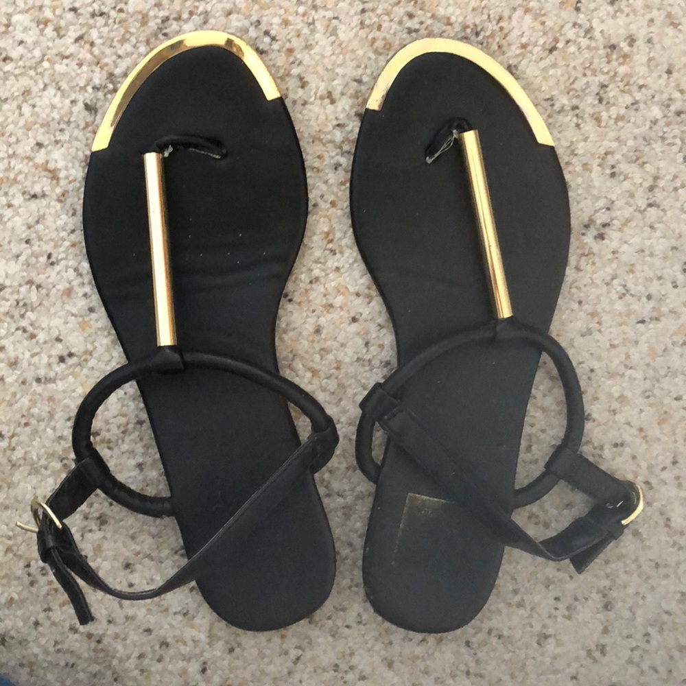 Dolce Vita black and gold metal sandals